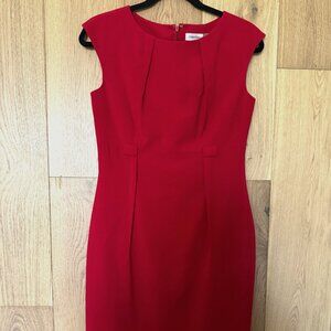 Calvin Klein Crimson Red Career Dress Midi Length Sz 4